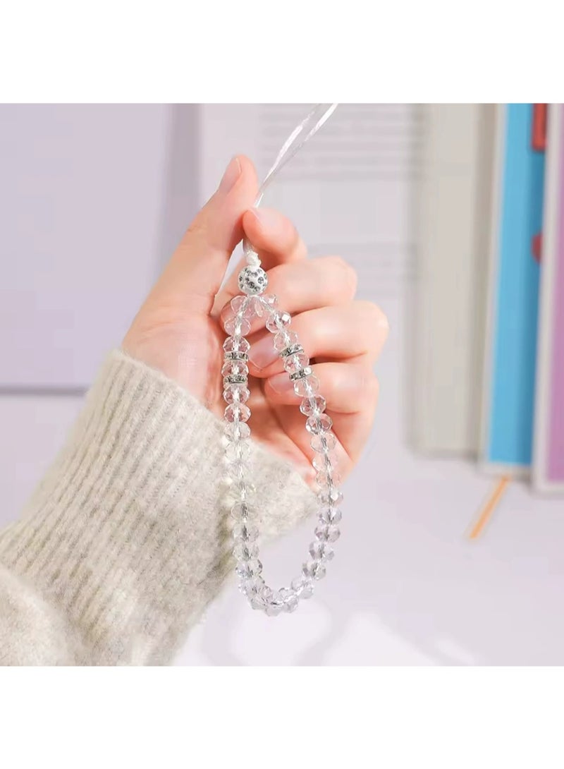 4 قطع من حبال تعليق الهاتف المحمول المزينة بخرز كريستالي، سلسلة تعليق قصيرة لامعة لليد والمعصم، مناسبة للفتيات والنساء، لحمل الهاتف المحمول وحقيبة الكاميرا. - Image 5